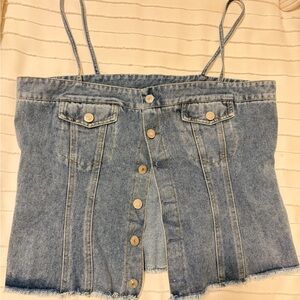 Denim Button-Up Corset Top